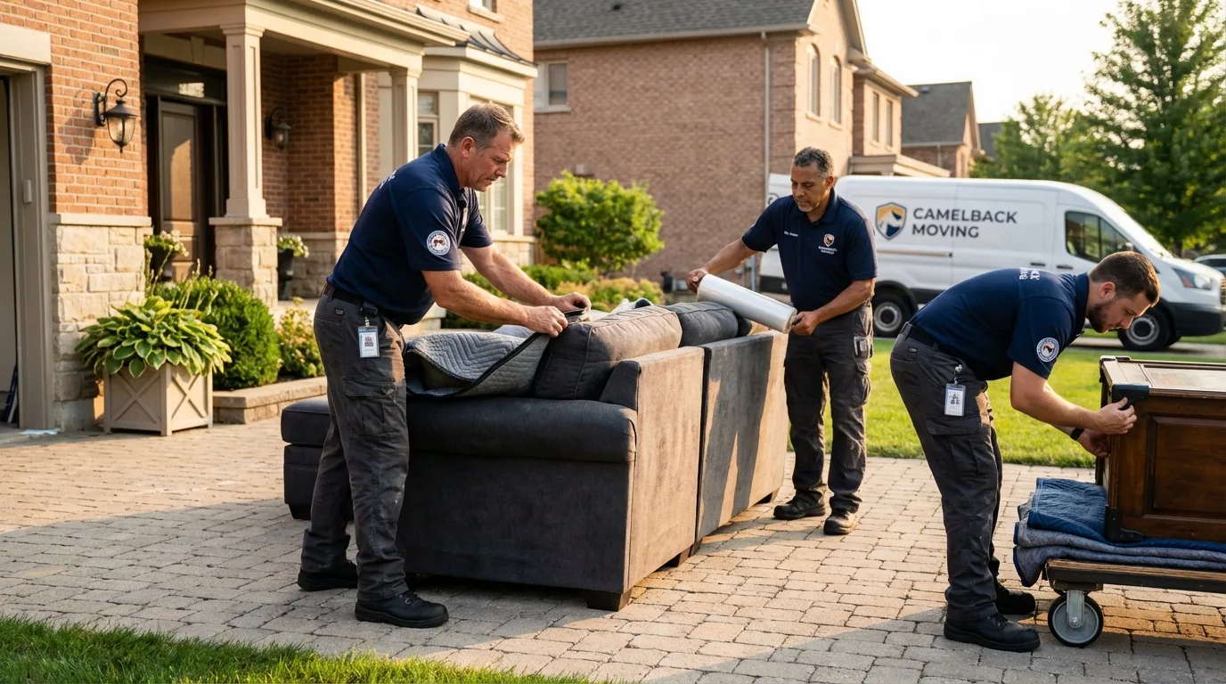 Large estate moving crew wrapping furniture in Hickory, NC