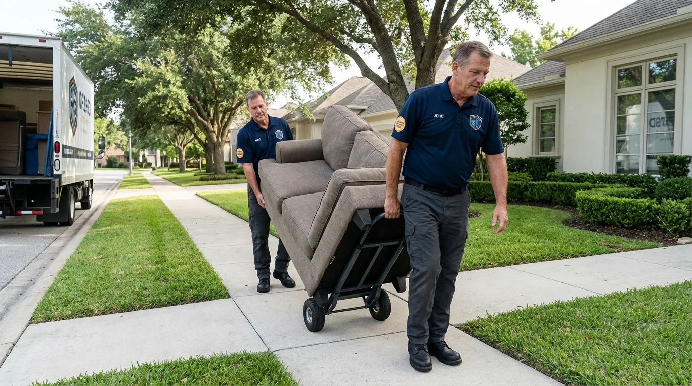 Local residential moving crew loading furniture in Hickory, NC